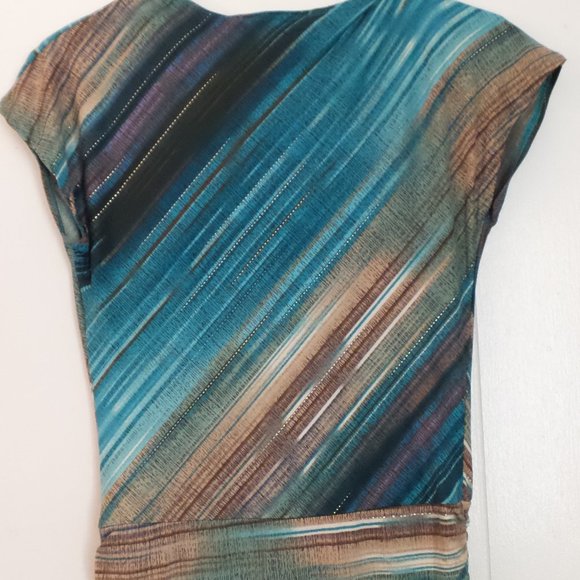 Women’s Short Sleeve Blouse Colorful Top Medium M - Picture 2 of 3